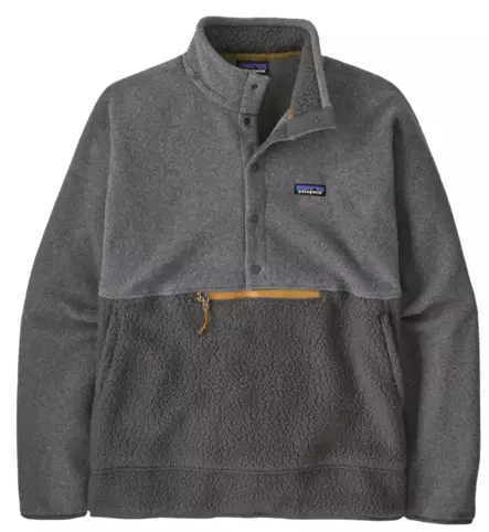Patagonia Mens Retro Pile Half-Snap Pull-Over Forge Grey - Fleecetakit - 196924714915 - 1