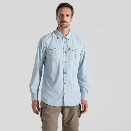 Craghoppers Ms NosiLife Adventure Long Sleeve Shirt III Niagara Blue - Hyönteissuojapaidat - 5063260001427 - 2